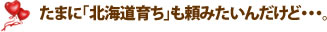 たまに「北海道育ち」も頼みたいんだけど・・・。